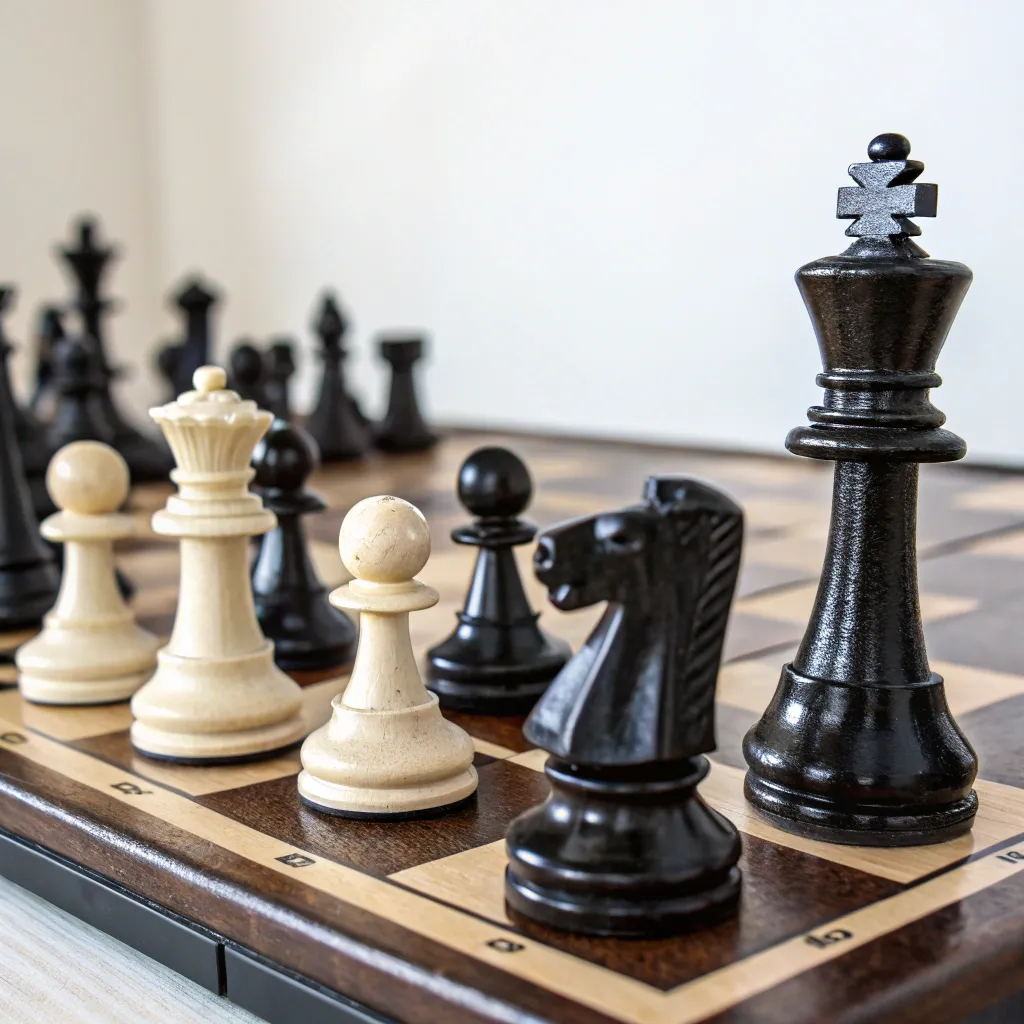 Chess pieces on a board